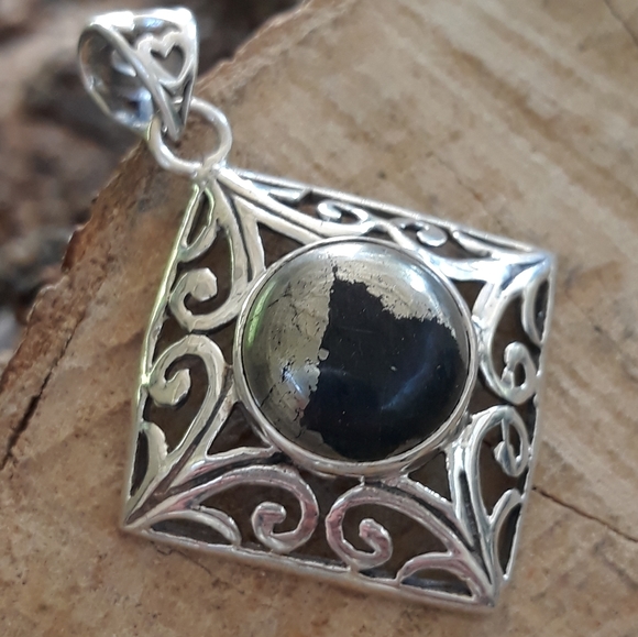 Pyrite in Magnetite Sterling Silver Pendant - Picture 4 of 8